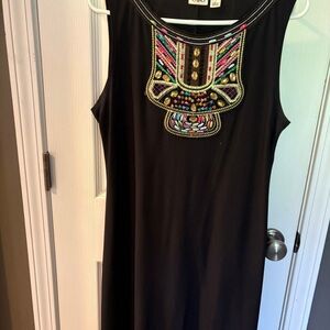 Cato Black Dress with Gold and Orange Accents